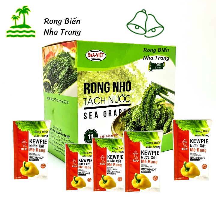 Rong nho tách nước Sea Việt - Nở gấp 10 lần kích thước ban đầu - Tặng 5 gói nước xốt mè rang