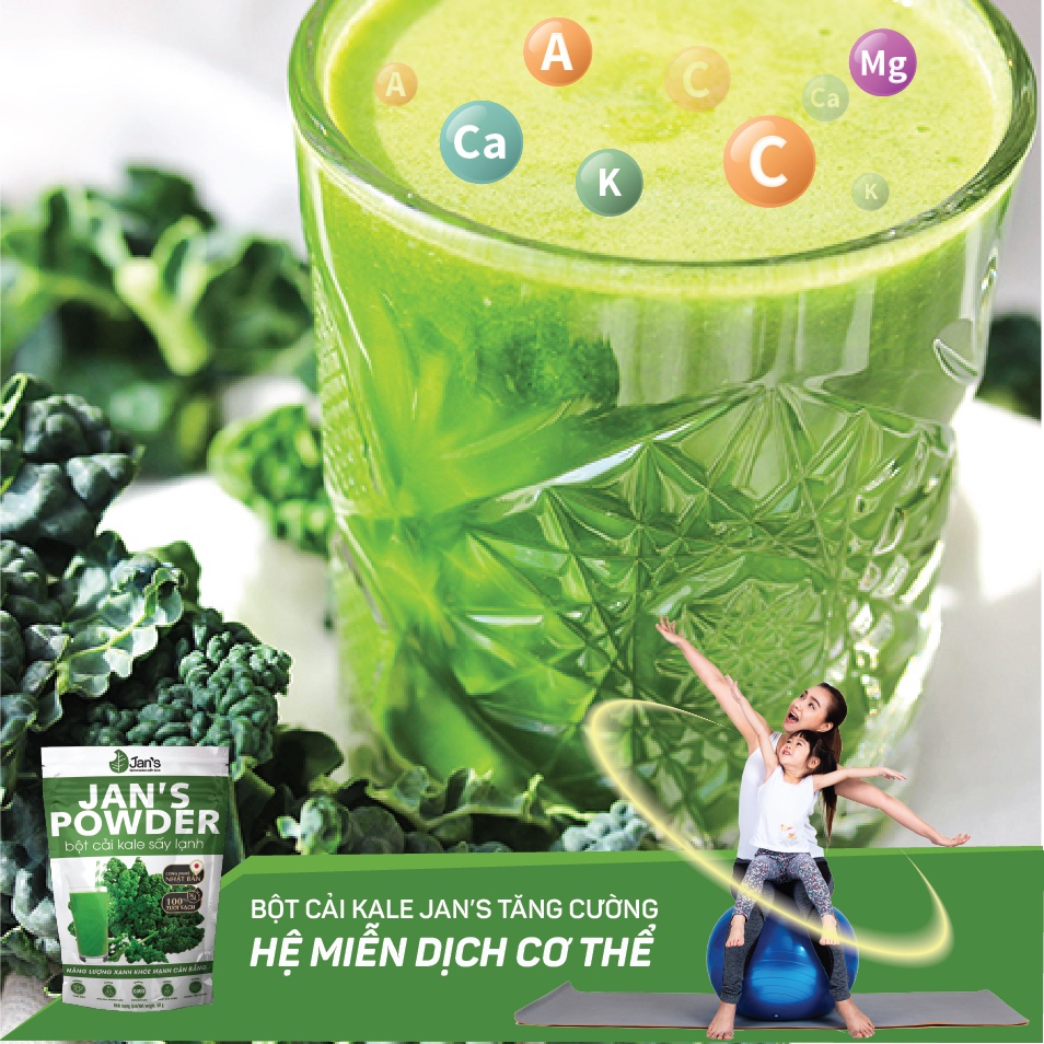 Bột cải xoăn (kale) nguyên chất sấy lạnh Jan's 60g
