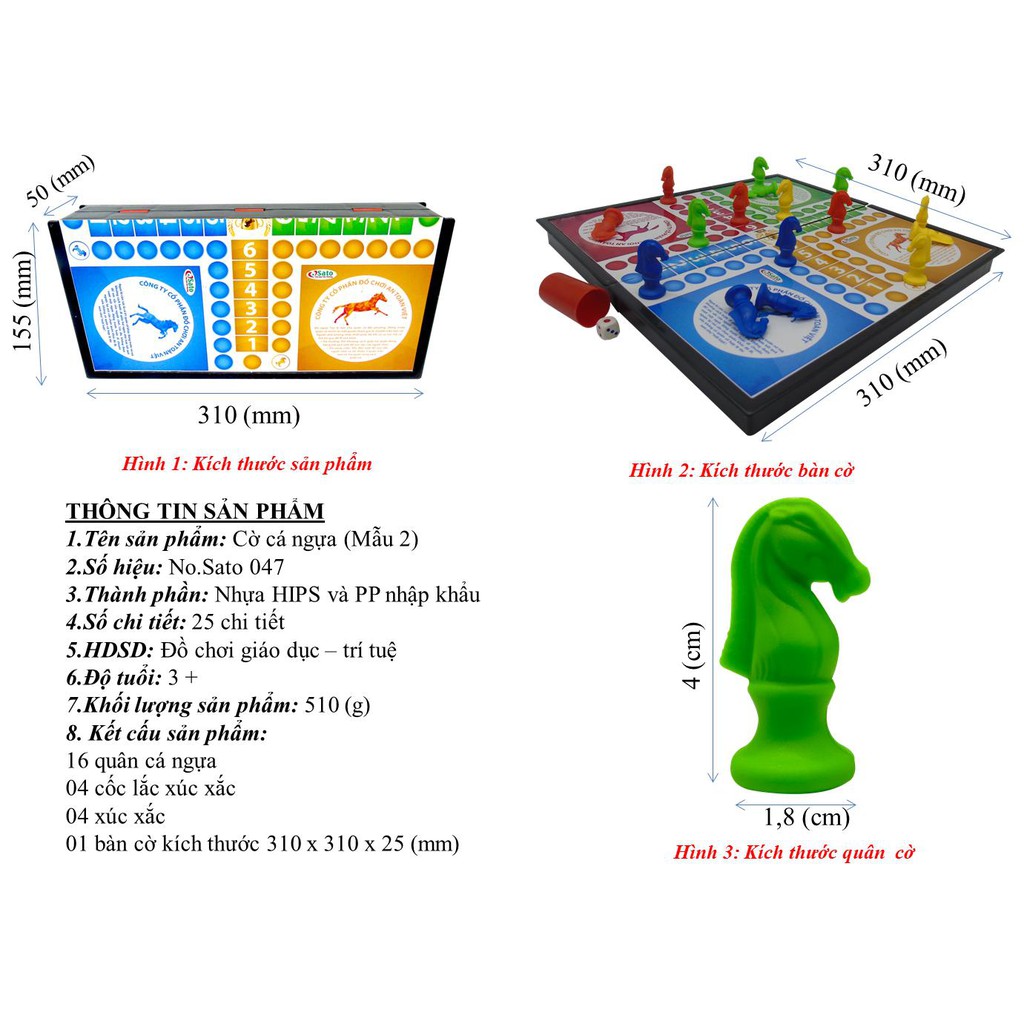 Đồ chơi CỜ CÁ NGỰA cao cấp cho bé (3 mẫu)