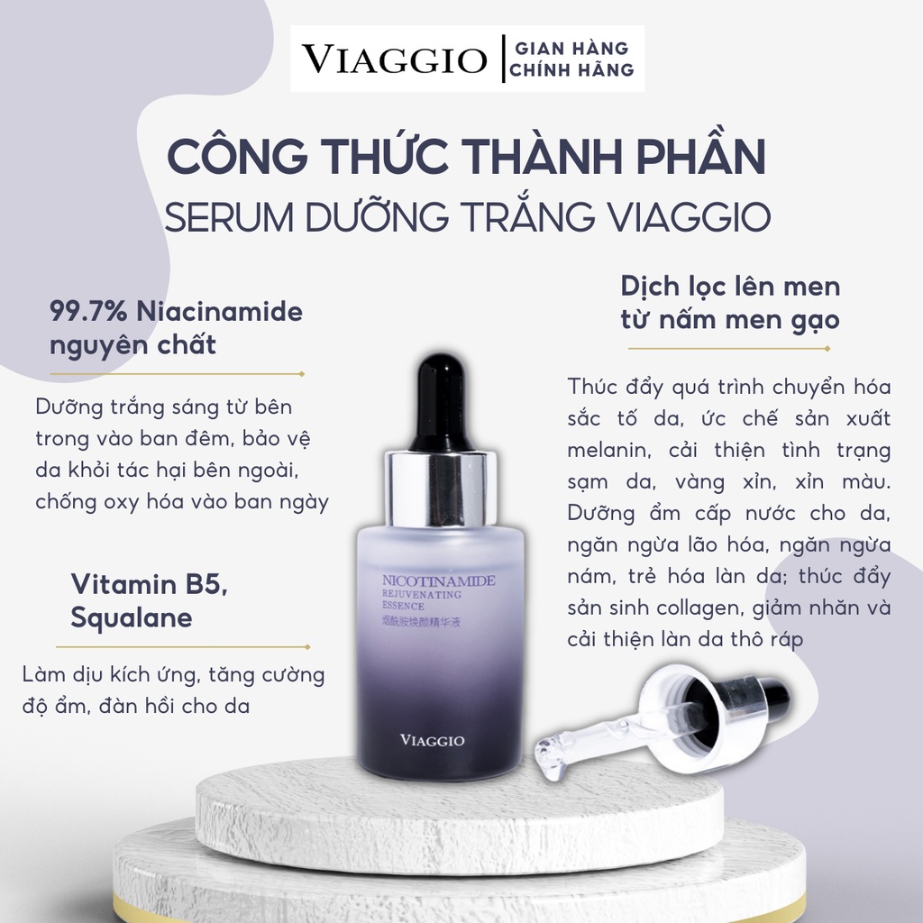 SERUM DƯỠNG TRẮNG TRẺ HÓA LÀN DA VIAGGIO Nicotinamide Rejuvenating Essence 30ml