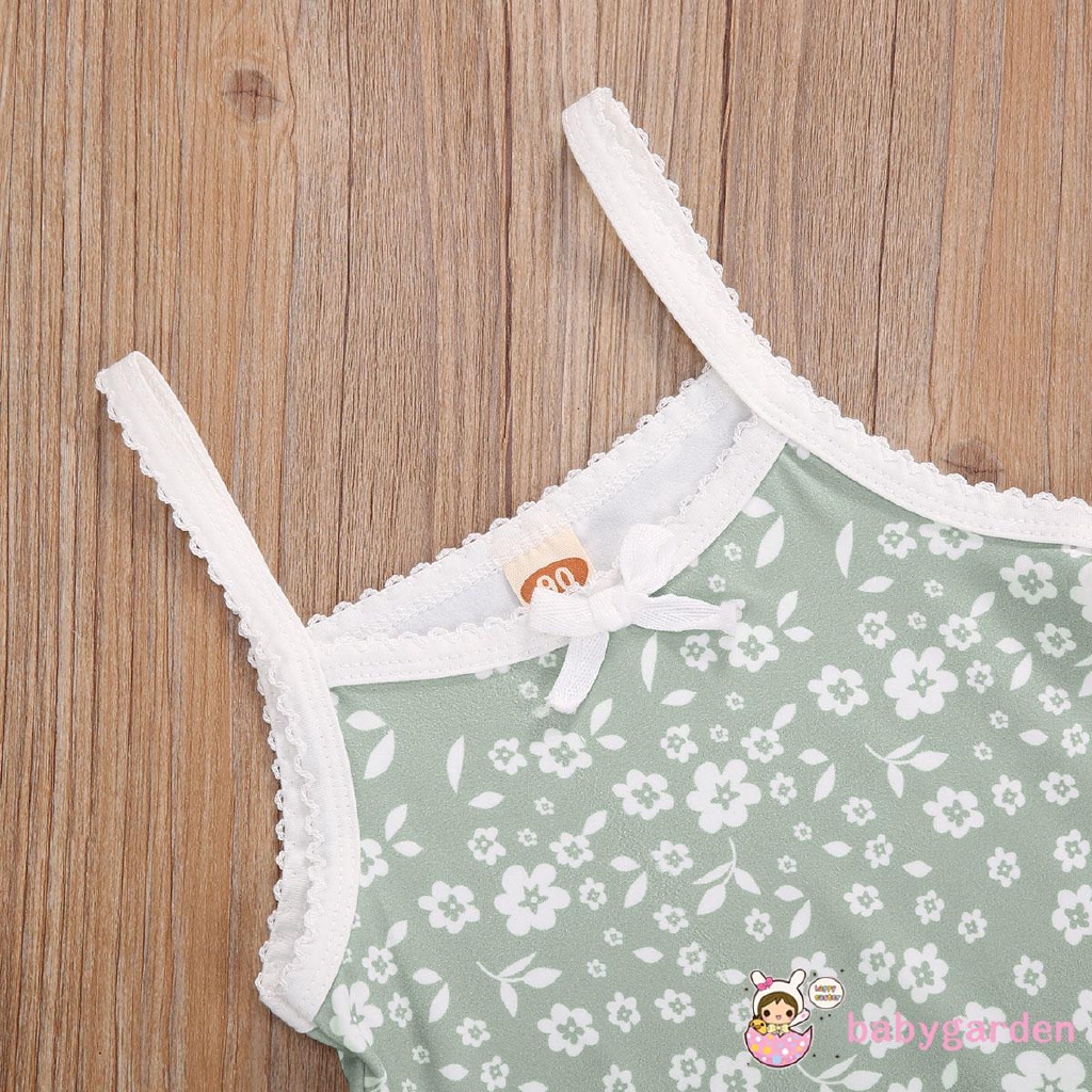 Áo Liền Quần In Hoa Thắt Nơ Eo Cho Bé Gái