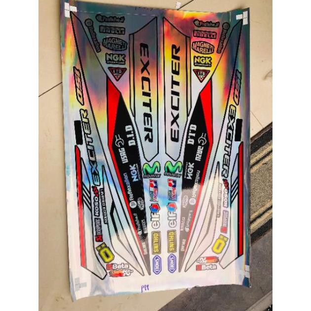 Tem xe ex 150 Crom titan 7 màu