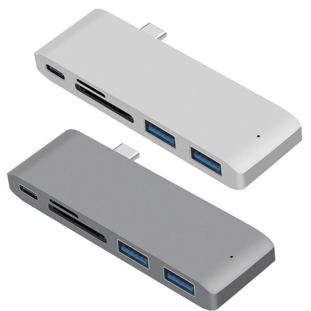 Bộ Hub Chia Cổng Usb C 5 Trong 1 + 2 Cổng Usb 3.0 + Đầu Đọc Thẻ Nhớ Sd / Micro Sd Cho Macbook Pro