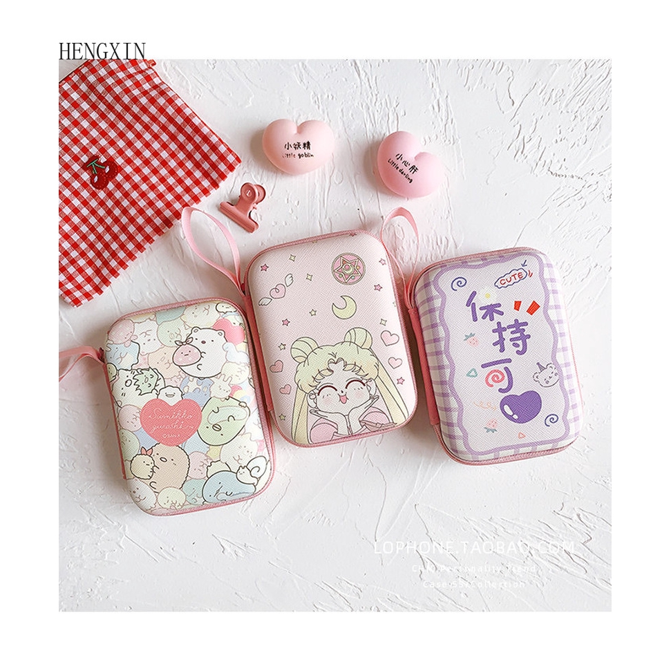 Fresh cartoon and cute earphone storage bag charging cable 2.5 inch hard disk holder coin purse
