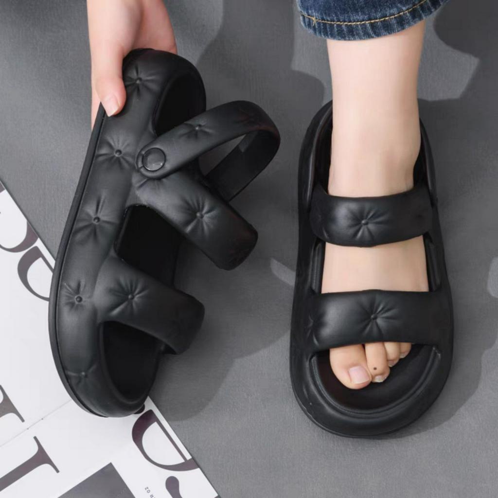 Dép nữ 2 cm sandal quai sau mũi hở hoa tuyết cá tính