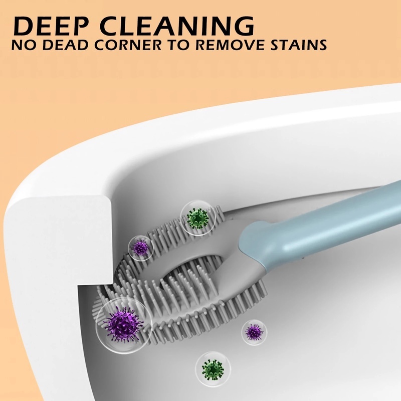 Bàn Chải Vệ Sinh Toilet Hình Kẹo Mút Bằng Silicon Có Giá Đỡ Gắn Tường Không Cần Khoan Tường