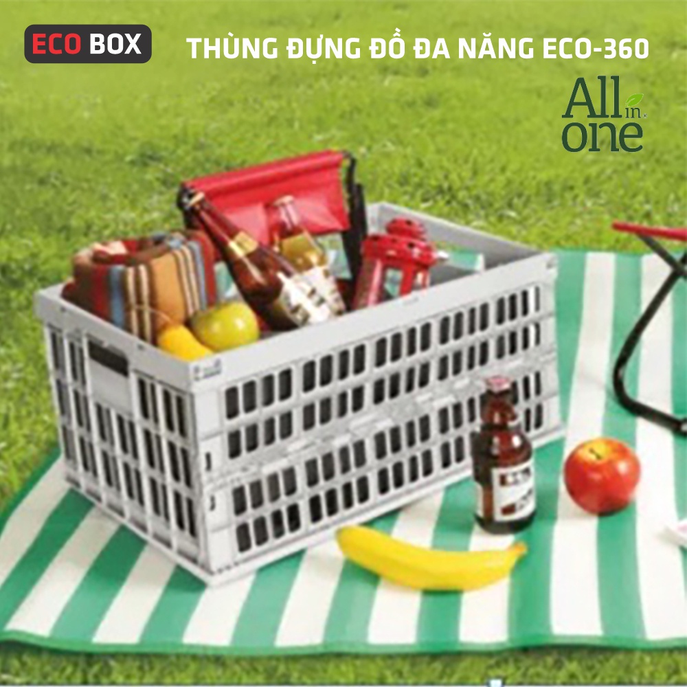 Thùng nhựa đựng đồ đa năng gấp gọn ECO BOX-55L: Chịu tải 25Kg, dùng cho cốp ô tô, du lịch, dã ngoại, siêu thị...
