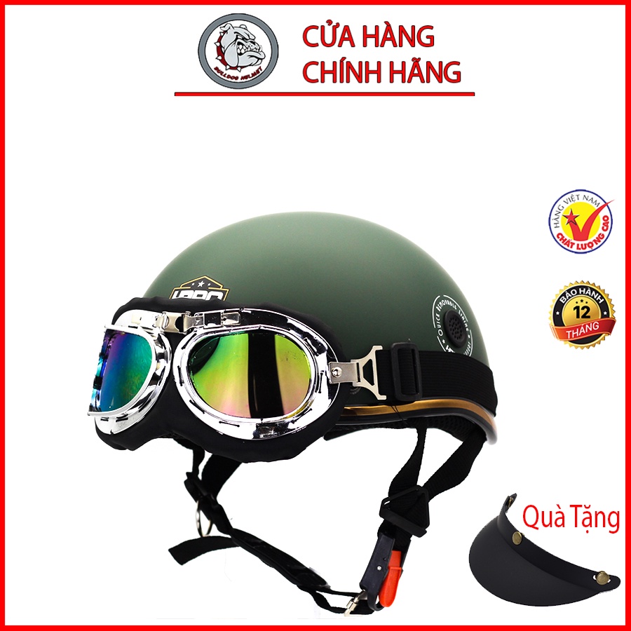 Mũ Bảo Hiểm nửa đầu HP kính phi công chính hãng Bulldogshop nhiều màu