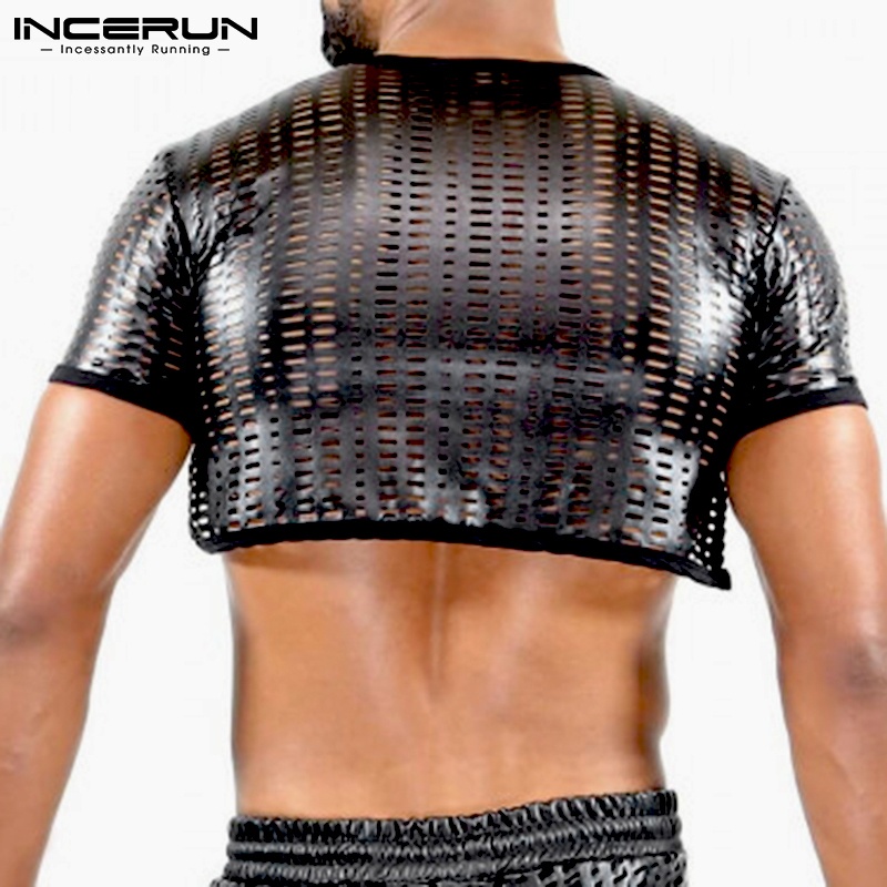 Áo nam INCERUN tay ngắn thiết kế thời trang độc đáo