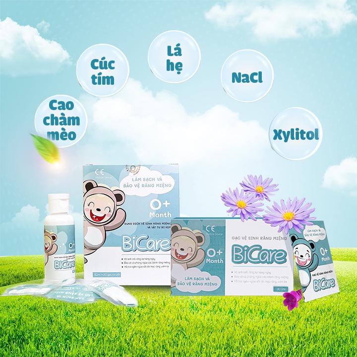 Gạc rơ lưỡi vệ sinh răng miệng cho bé BICARE, làm sạch mảng bám, cho trẻ sơ sinh trở lên