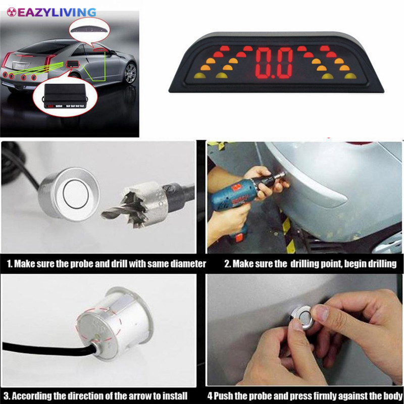 EL Car Parking Sensor LCD Monitor Screen Buzzer 12V Car Radar Ultrasonic Alarm Parking Assist