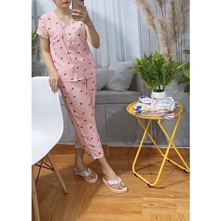 Đồ bộ tole pizama 8 tấc cổ tim lanh pyjama f21 Vnxk