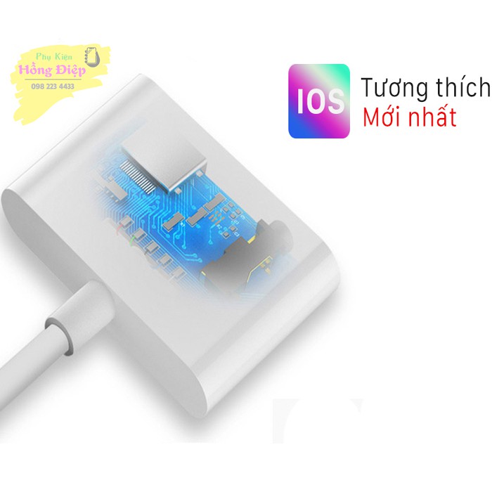 Cáp Chia Cổng Lightning Sang Lightning Kèm 3.5mm Cho Iphone 7/8/X kết nối bluetooth