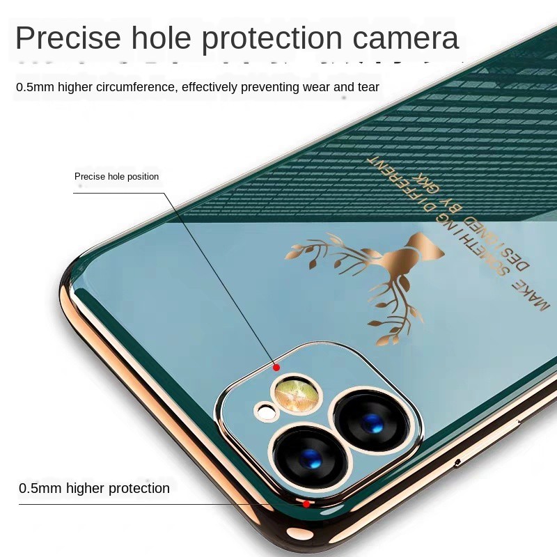 Ốp điện thoại mặt gương viền mềm họa tiết đầu hươu chống sốc cho iPhone 11 Pro Max X Xs XR 7 8 Plus 6 6S SE 2020