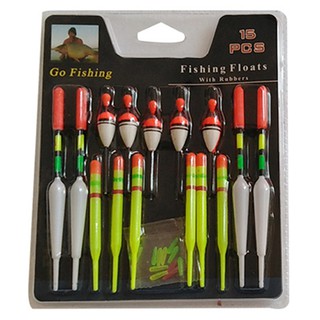 Bộ 15 phao nổi kiểu dáng khác nhau dùng để câu cá