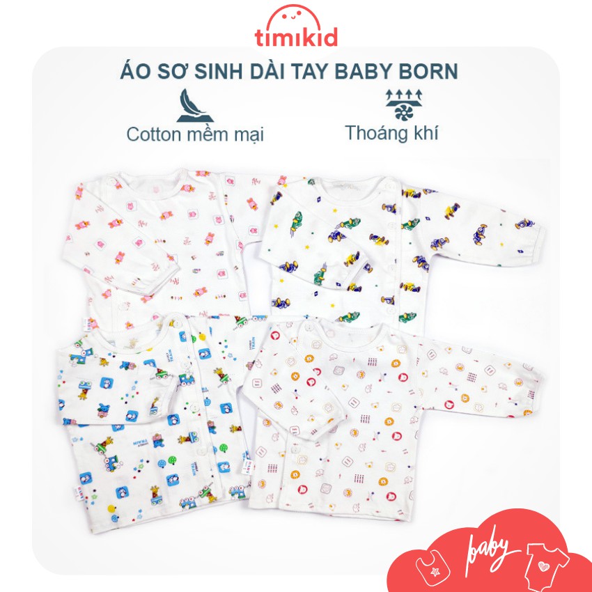 XẢ KHO Áo Sơ Sinh Dài Tay Sơ Sinh Baby Born Hoa Bé Dưới 7.5kg