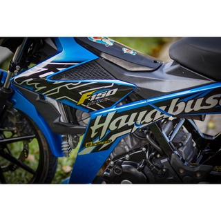 Tem Rời Dán Xe Satria Fi - Raider Fi Mẫu Hayabusa Xanh Đen Trắng Chữ Satria F150 Cực Đẹp, Hàng 3 Lớp Chất Lượng Cao