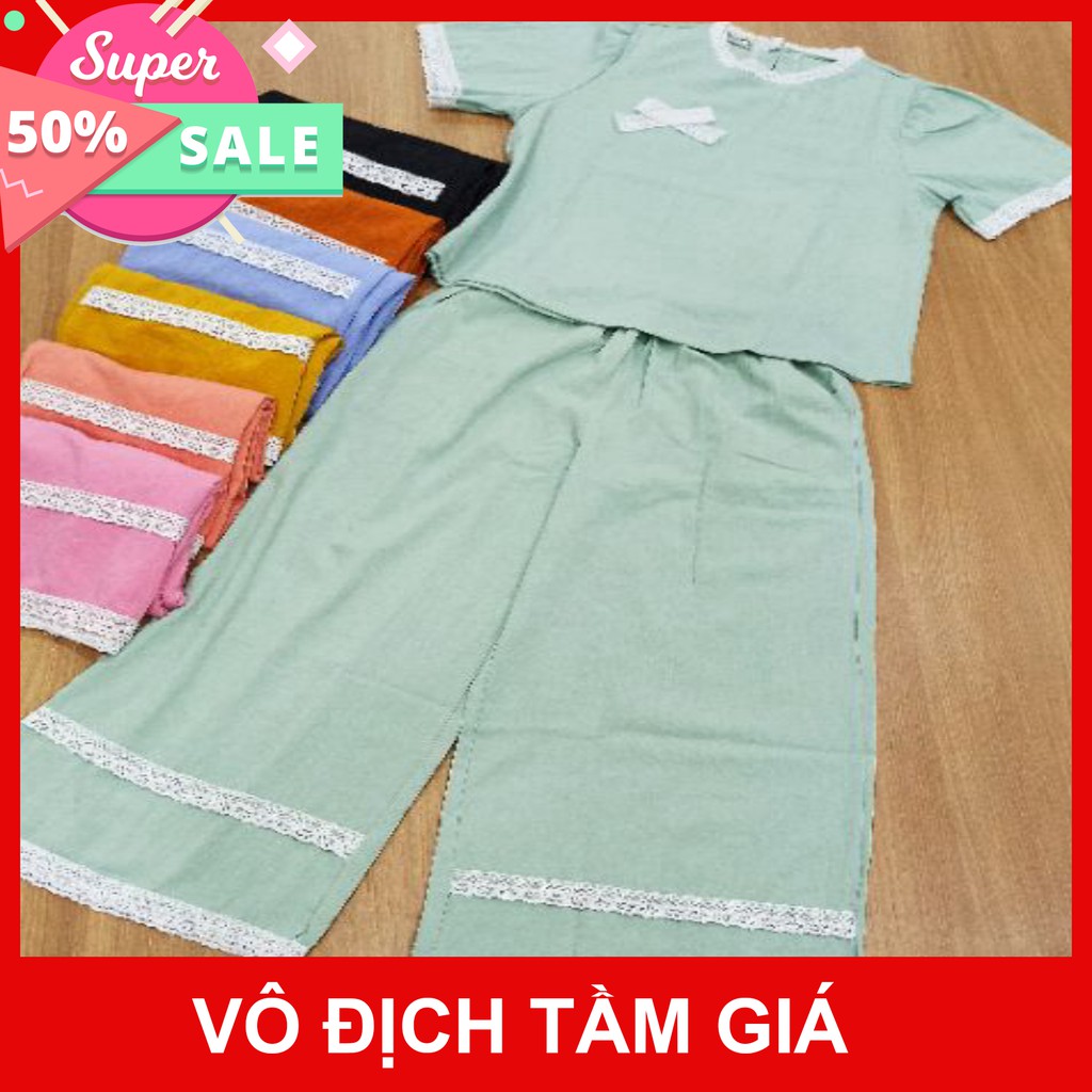 sp Set Đồ Bộ Mặc Nhà Phối Ren - Vải Lụa Tuyết Cao Cấp - Vải Dày Dặn - 8 Màu - Form Quần Ống Rộng Sang Chảnh | BigBuy360 - bigbuy360.vn