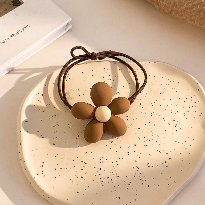 Dây Buộc Tóc Cao Su Co Giãn Màu Cà Phê Sữa Thời Trang Thu Đông Mới 2022