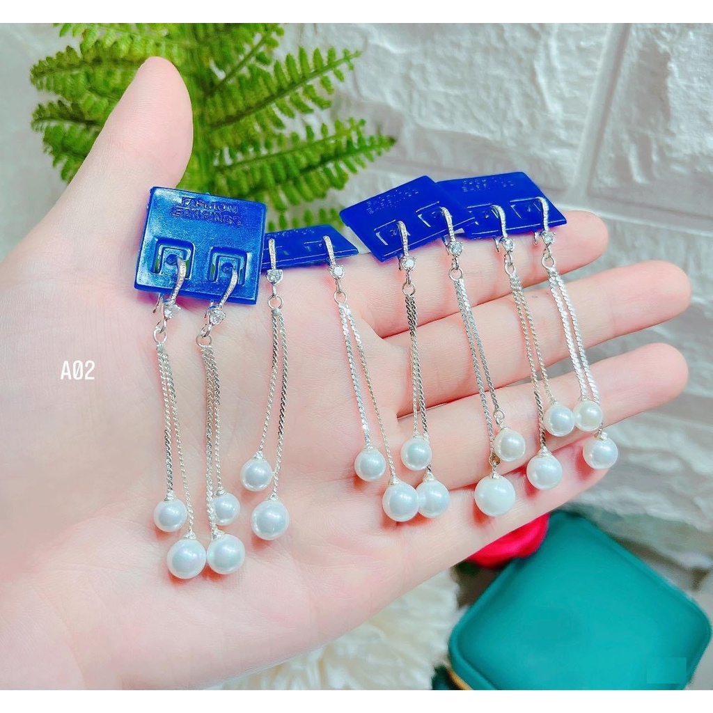 Bông tai nữ - bông tai nữ trai bạc ta - tua dài - phụ kiện thời trang