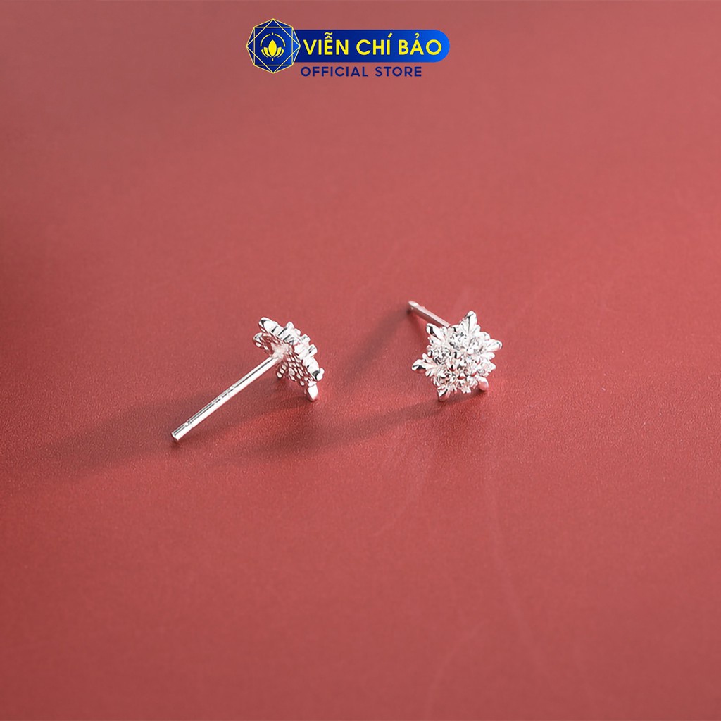 Bông tai bạc nữ bông tuyết đính đá chất liệu bạc 925 thời trang phụ kiện trang sức nữ Viễn Chí Bảo B400193