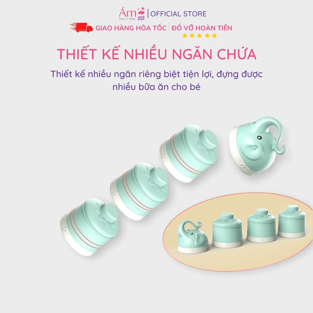 Hộp Chia Sữa Cho Bé Ấm Baby Misuta Đựng Thức Ăn 3 Tầng Ấm Gift Decor