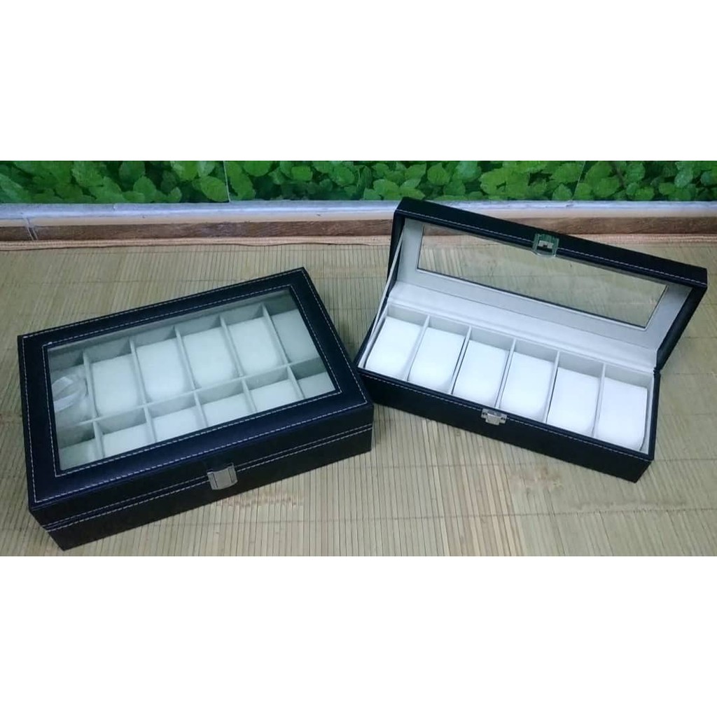 Hộp Trưng Bày Đồng Hồ 12 Ngăn Gỗ Bọc Da