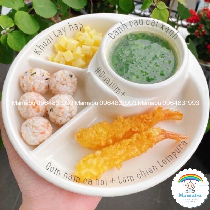 Khay Ăn Dặm Tròn Inomata Nhật Bản Cao Cấp Có Chia Ngăn Để Cốc Thìa Dĩa Cho Bé Thích Thú Ăn Dặm Kiểu Nhật Và Blw Mamabu