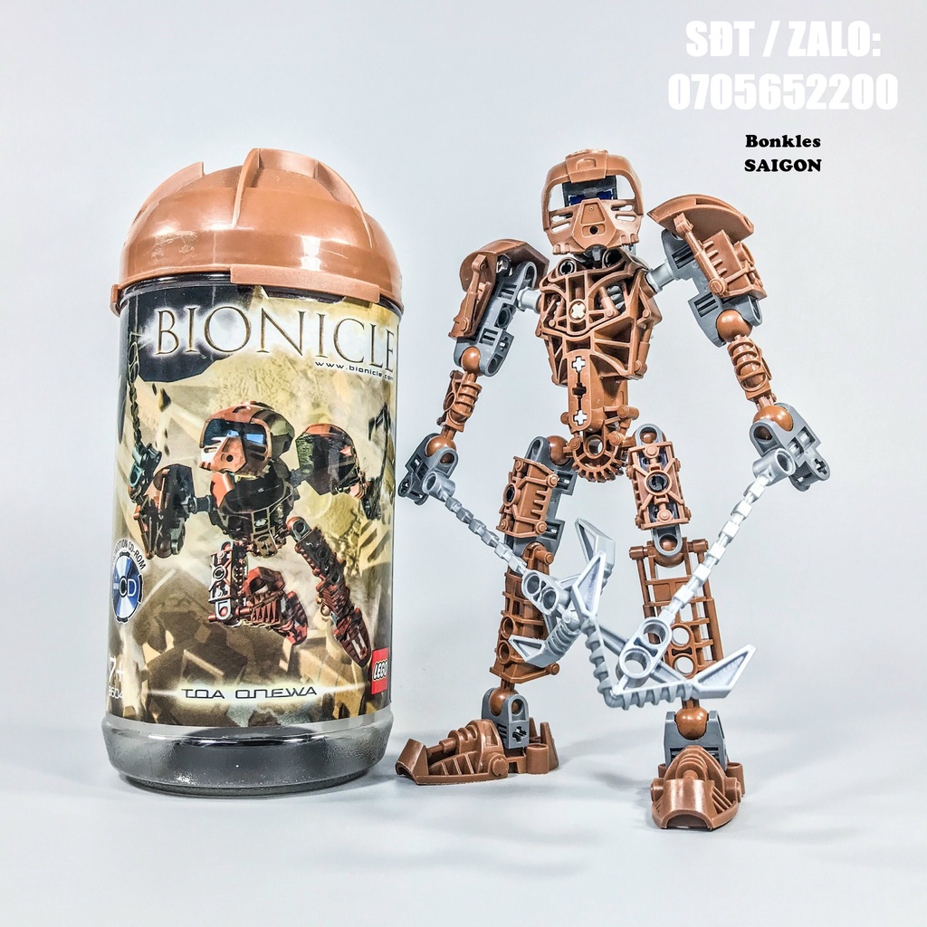 Đồ Chơi Mô Hình Vintage lắp ráp LEGO Bionicle: Chiến Binh Đá Toa Metru Onewa 8604 Chính Hãng Đan Mạch (2004)
