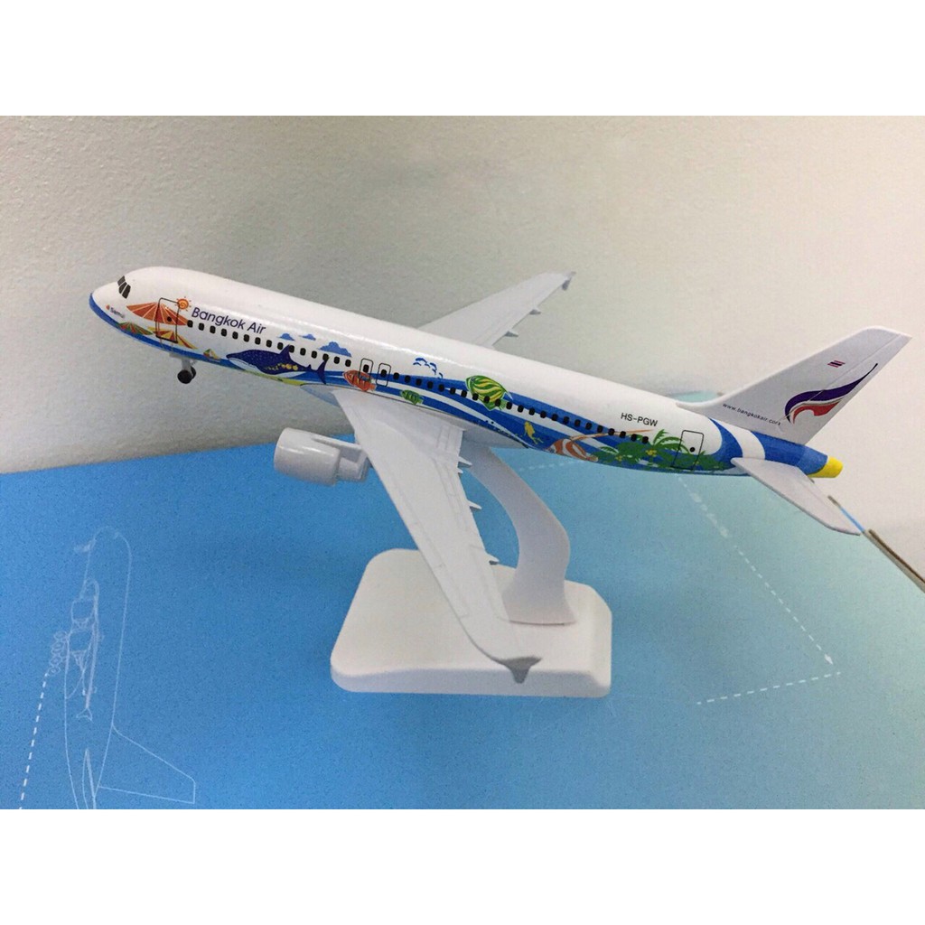 Mô hình máy bay A320 Bangkok Air 20cm có bánh xe