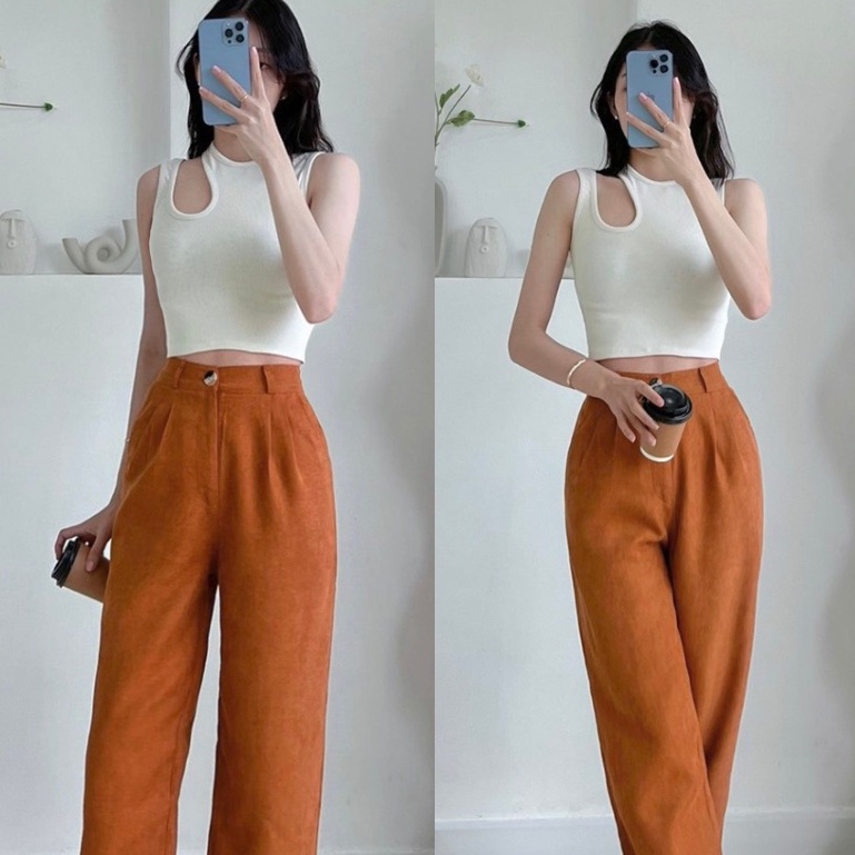 Áo croptop sát nách khoét vai ADO, chất thun gân co giãn cao cấp xinh xắn (mã CR1601)