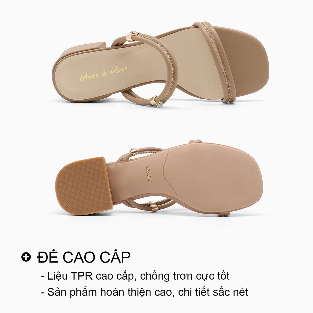 Sandal cao gót nữ 3p quai mảnh đế vuông mũi vuông thời trang công sở đẹp cao cấp bAimée &amp; bAmor - MS0007