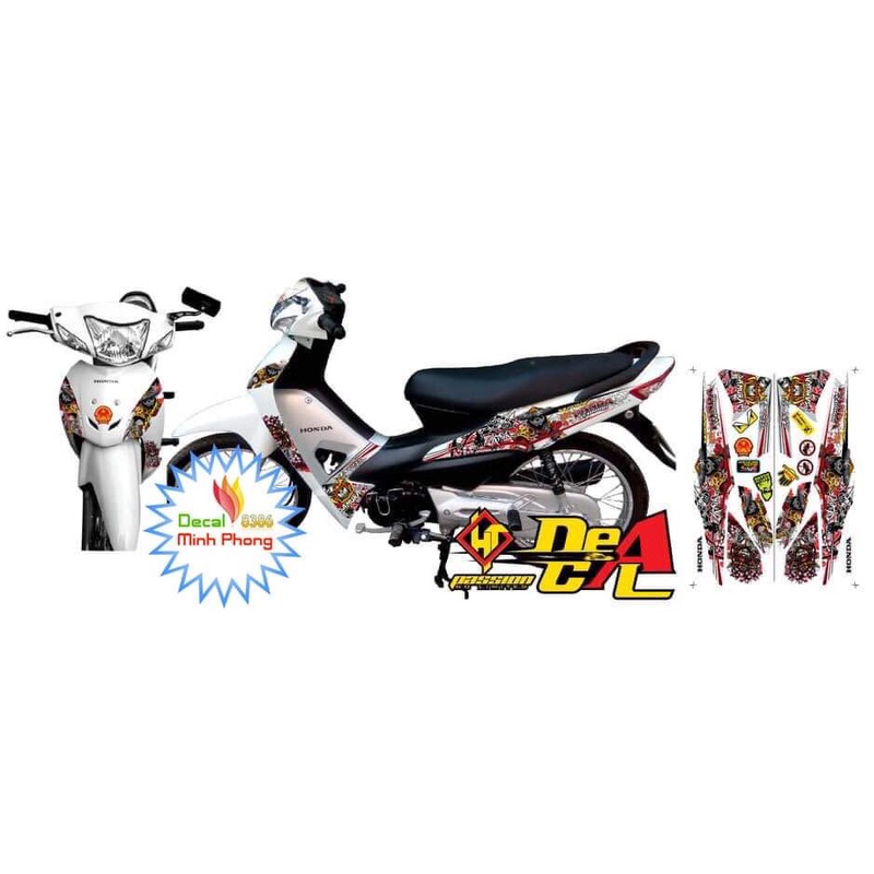 Tem wave 100-50cc gấu PANDA đỏ