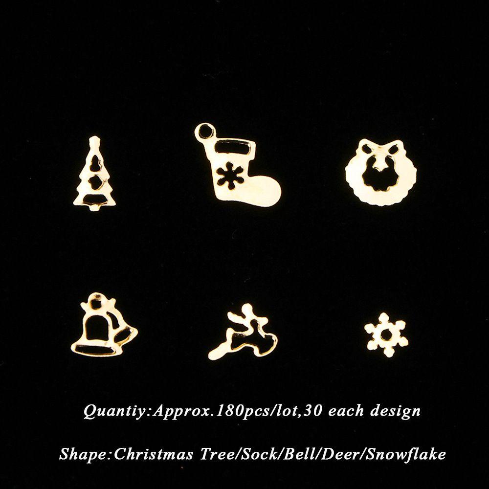 Miếng Dán Trang Trí Móng Tay Chủ Đề Giáng Sinh|Phụ Kiện Trang Trí Móng Tay Hình Chuông Kim Loại Lấp Lánh