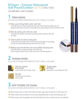Chì kẻ mắt Missha Super Extreme Waterproof