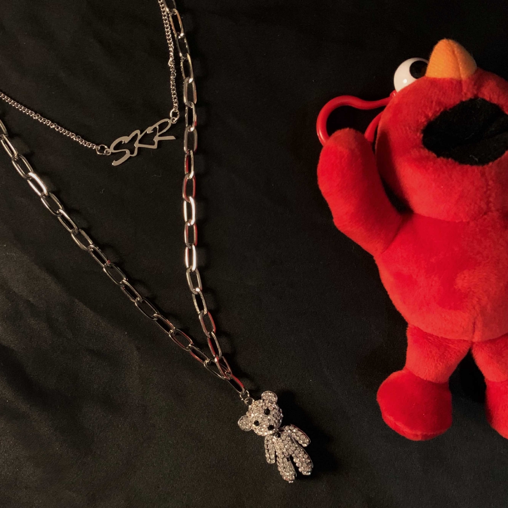 Dây Chuyền Nhiều Lớp Mặt Hình Gấu Phong Cách Retro 2266