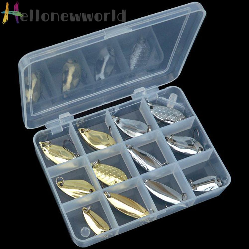 Hộp 12 Mồi Giả Câu Cá Bằng Kim Loại Cứng