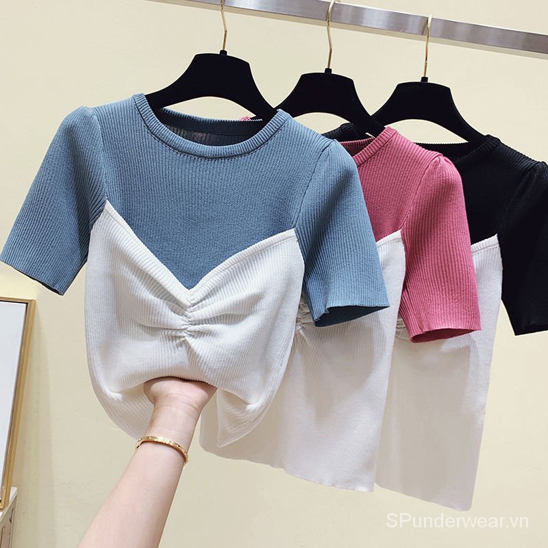 SPSummer fashion women's summer two-piece fake short-sleeved T-shirt 2021<br />