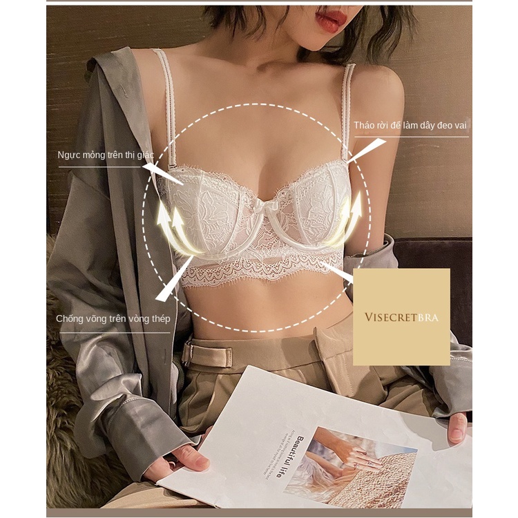 Hàng Cao Cấp Áo Ngực Ren Siêu Mỏng Không Dây Chống Trượt Thời Trang Mùa Hè Dành Sexy Lace Bra Đồ Lót Áo Lót Ren Bralette Nữ