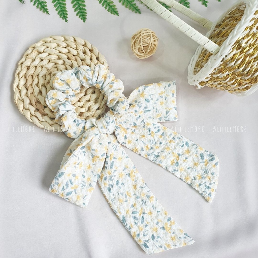 Dây Buộc Tóc Scrunchies AlittleMORE Thắt Nơ Đũi Hàn Quốc Cao Cấp Dễ Thương Cột Tóc Đẹp
