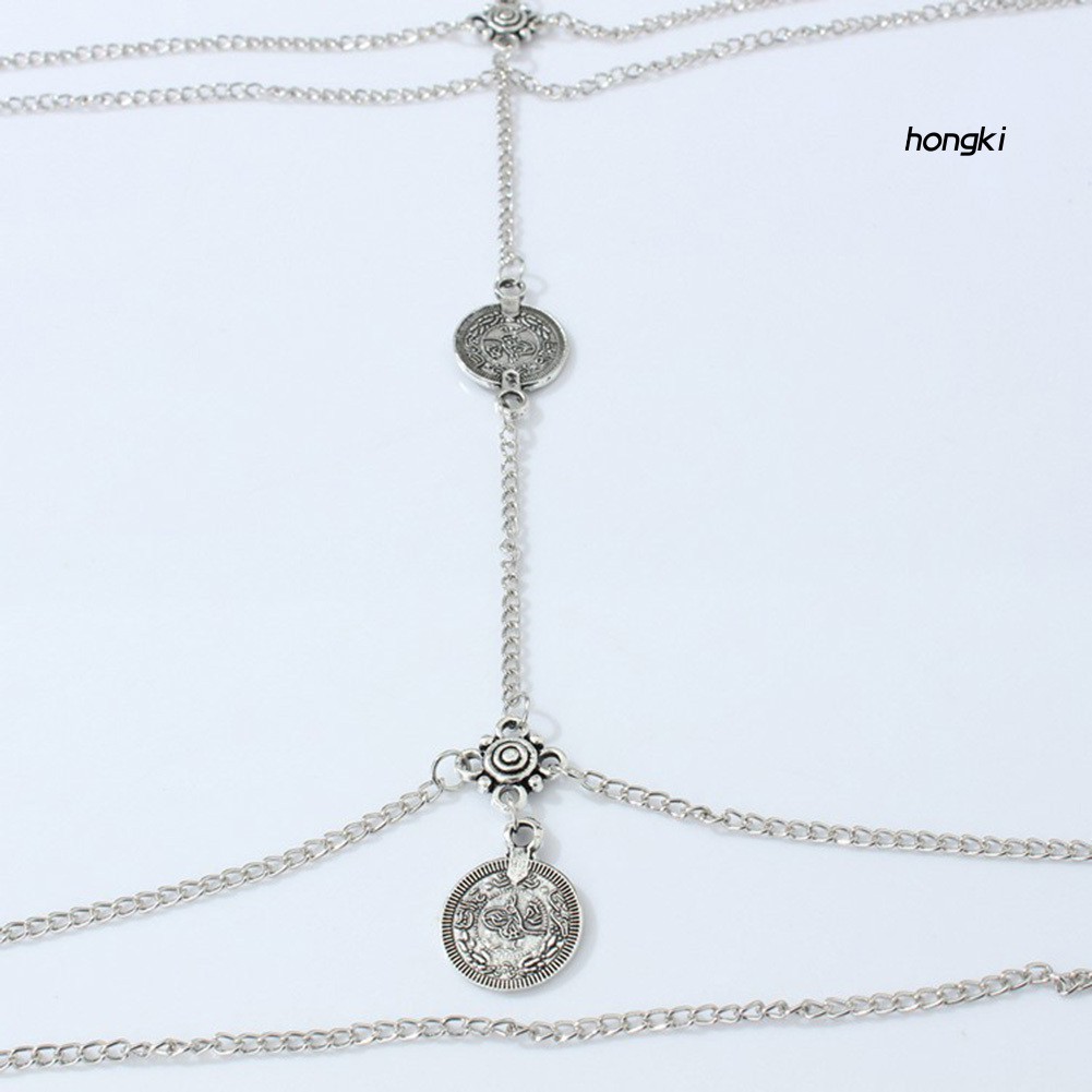 Chuỗi dây đeo đùi dạng xích nhiều lớp thiết kế tua rua cá tính thời trang cho nữ