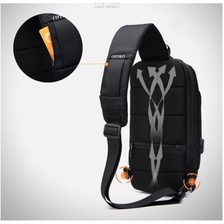 Túi đeo chéo,đeo ngực nam tích hợp khóa chống chộm và sạc usb tiện dụng