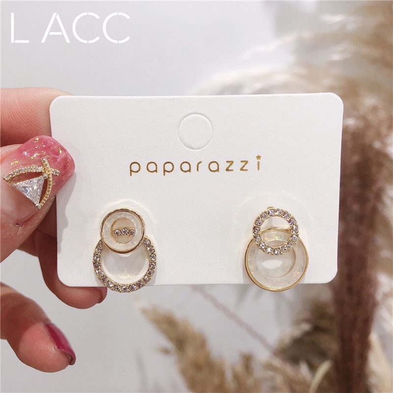 Bông Tai Hình Trái Tim Đính Đá Đơn Giản Phong Cách Hàn Quốc Thời Trang Cho Nữ