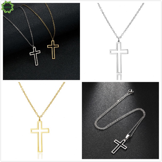 Vòng cổ mặt chữ thập bằng thép không gỉ thiết kế thời trang cho nam và nữ