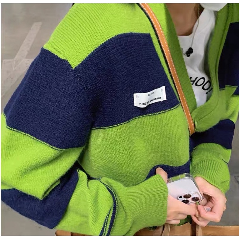 [SẴN] Áo Len Cardigan Mix&Match Navy Green (Kèm Video Và Ảnh Thật Tự Chụp) | BigBuy360 - bigbuy360.vn