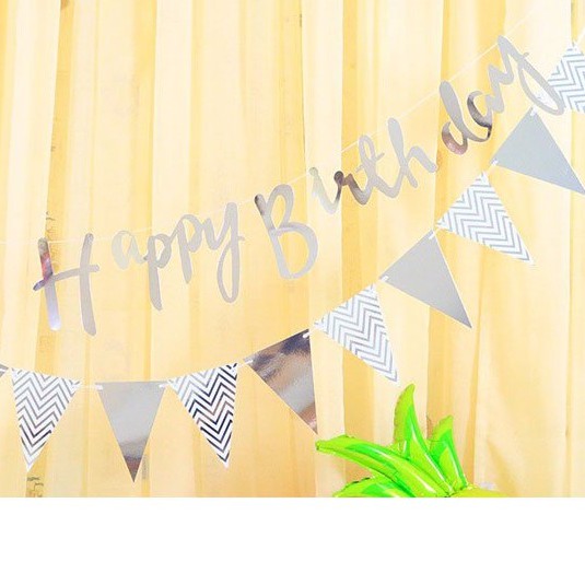 Dây Cờ Ép Kim, Dây Thiếu nhi cầm tay Party Friend Phụ kiện trang trí sinh nhật Happy Birthday