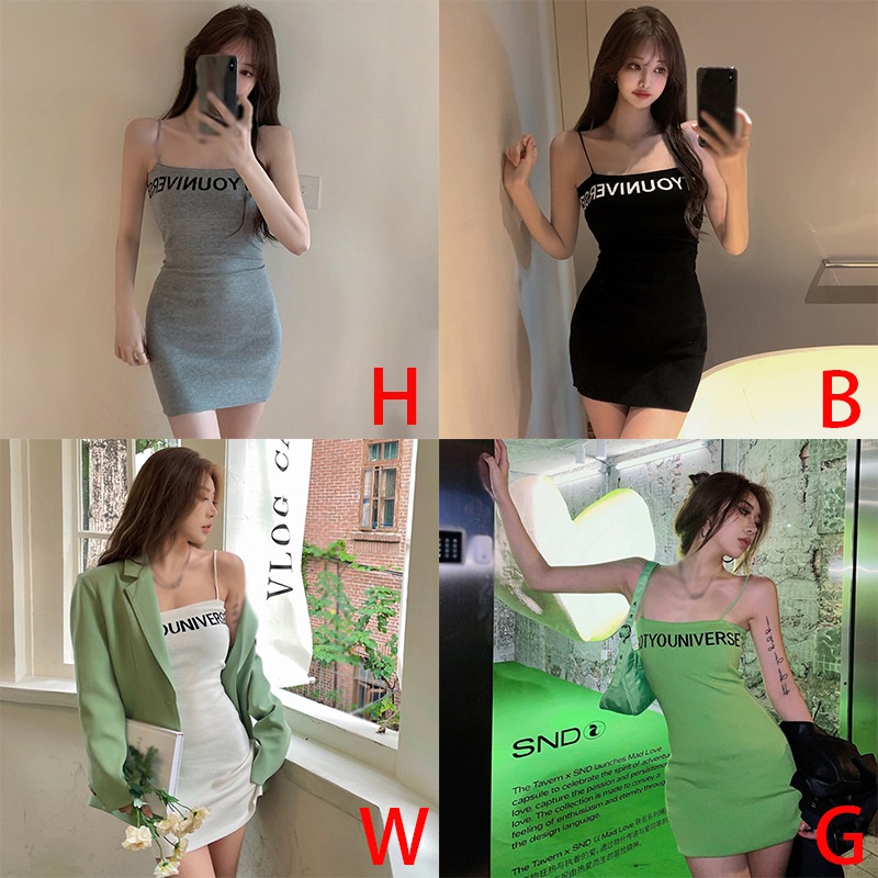 Đầm Dệt Kim Hai Dây Ôm Dáng In Chữ Thời Trang Đi Biển Cho Nữ