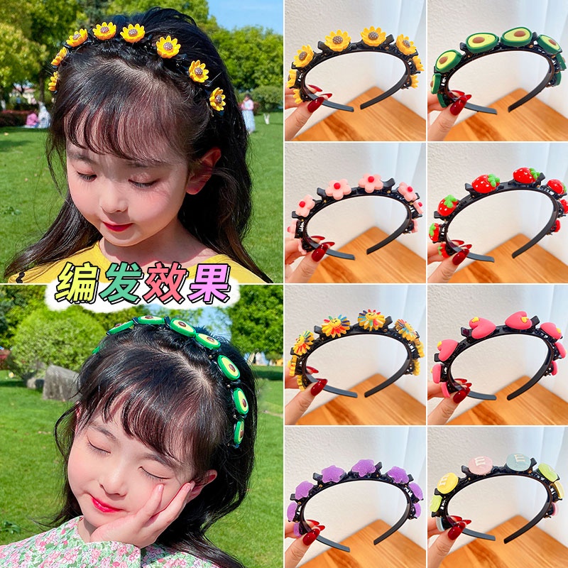 Băng Đô Cài Tóc Đính Hoa Hoạt Hình Phong Cách Hàn Quốc Cho Bé Gái