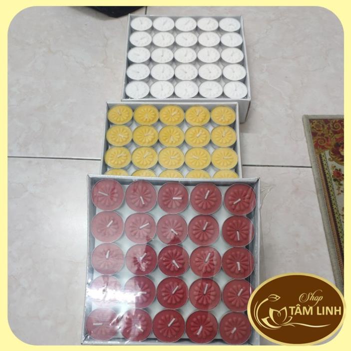 Nến Tealight Cháy 2h Hoa Mai Bông Mai Hộp 100 Viên Nến Không Khói Sáp Paraffin 2 tiếng
