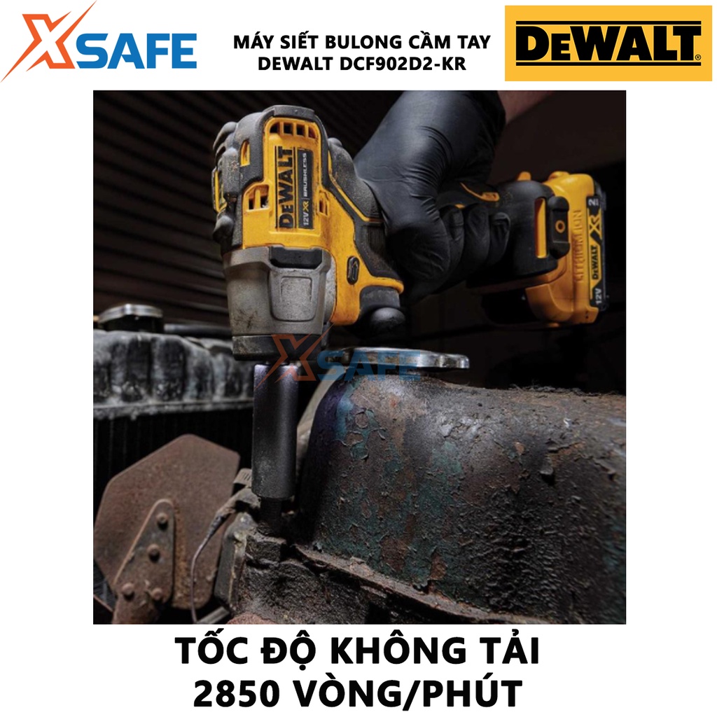 Máy siết bu lông cầm tay DEWALT DCF902D2-KR Máy vặn bulong dùng pin hiệu thế pin 12V, động cơ không chổi than